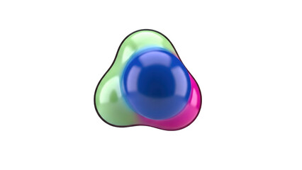 3D Abstract 3D amorphous blob with blue sphere on transparent background