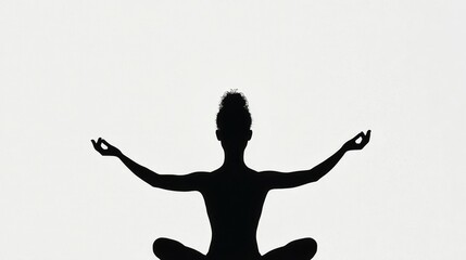 Fototapeta premium Woman in a yoga pose, eyes closed, embodying tranquility.