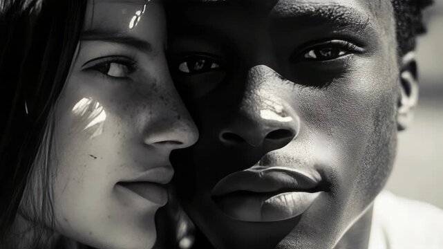 Couple sharing a tender moment as they embrace each other in the sunlight.