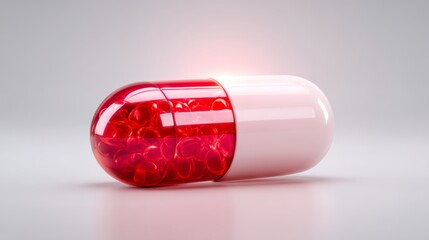 Medicine, drugs, medical technology, innovative of the future, Illuminated Future of Medicine - Futuristic Pharmaceutical Pill in Dramatic ,Copy Space for Text