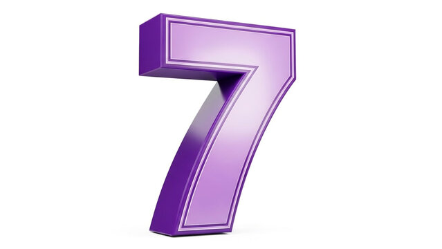 Large purple number seven with shiny effect