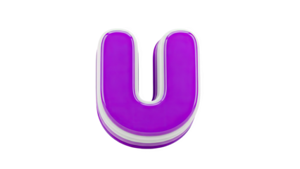 3D Letter U on transparent background