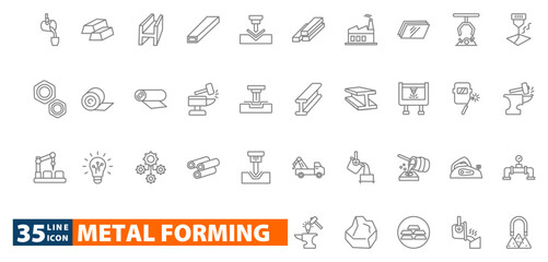 metal forming outline icon set