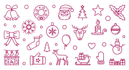 Xmas Party Outline Vector Banner