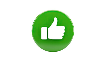 Green thumbs up icon on transparent background