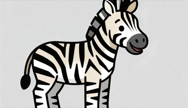 simple cartoon zebra illustration flat design clean shapes neutral colors educational style perfect for international day of education