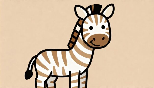 simple cartoon zebra illustration flat design clean shapes neutral colors educational style perfect for international day of education