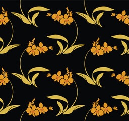 Japanese Orchid Flower Motif Vector Seamless Pattern