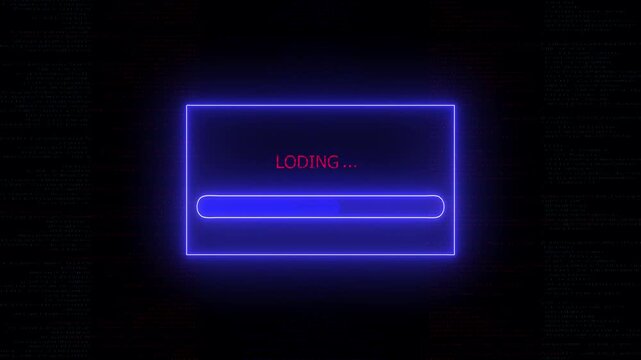 Neon Loading Animation Blue Progress Bar Loding Screen Digital Interface