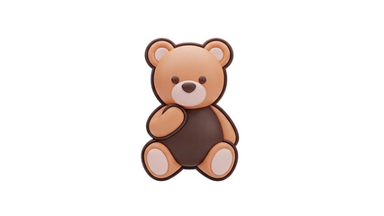 Fototapeta premium Cute Cartoon Teddy Bear Isolated on Transparent Background