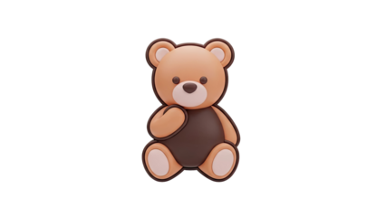 Cute Cartoon Teddy Bear Isolated on Transparent Background