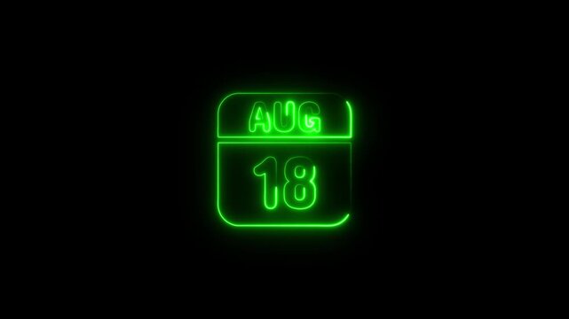 Neon Green Calendar August 18 Date Display digital display
