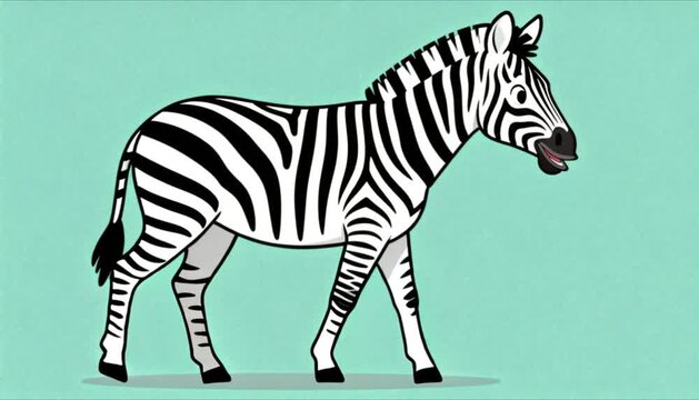 zebra cartoon walking calmly flat color palette clean background perfect for international zebra day