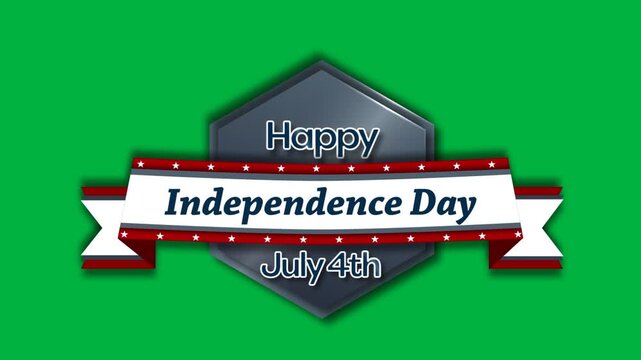 Animation of a text Happy July 4th on silver rectangle with a text Independence Day