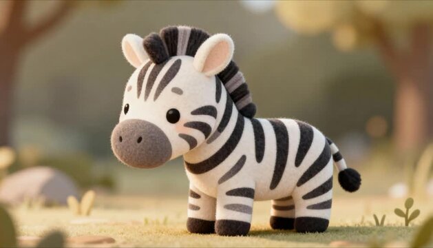 cute zebra illustration without brand style rounded shapes neutral tone perfect for international zebra day