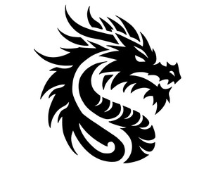 cool dragon head tattoo, icon isolated on white background
