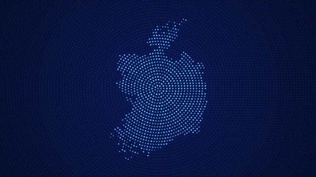 Ireland Digital Map with Dotted Flicker and Scale Reveal Animation