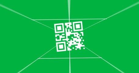 Animation of QR code flashing data scanning and processing - Powered by Adobe