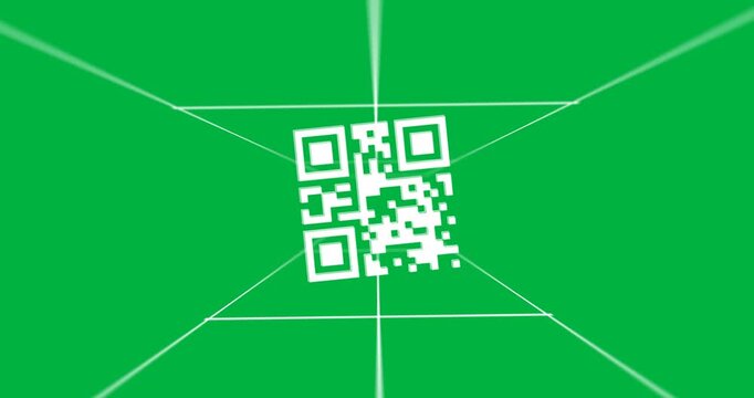 Animation of QR code flashing data scanning and processing