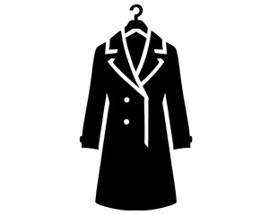 black and white winter coat icon, vector illustration
