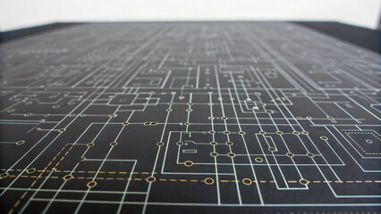Zero trust security architecture. detailed view of complex circuit board design showcasing intricate pathways and connections