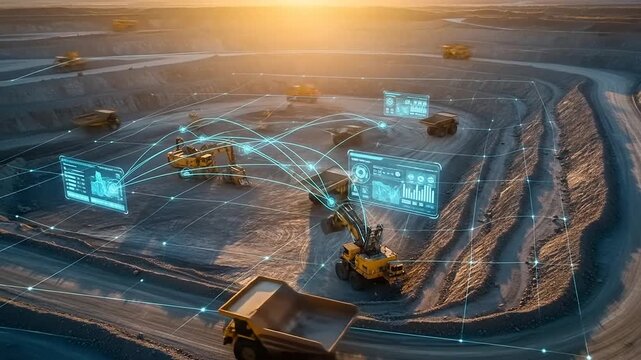 Smart Mine AI  IoT Connect Excavators with Trucks, and and Data.