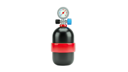 Scuba Tank with Pressure Gauge Isolated on White