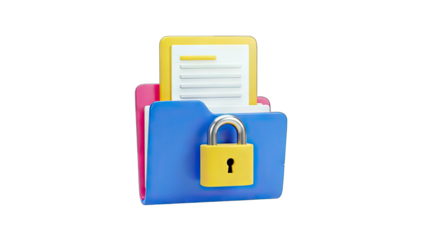 Secured Folder with Documents and Padlock