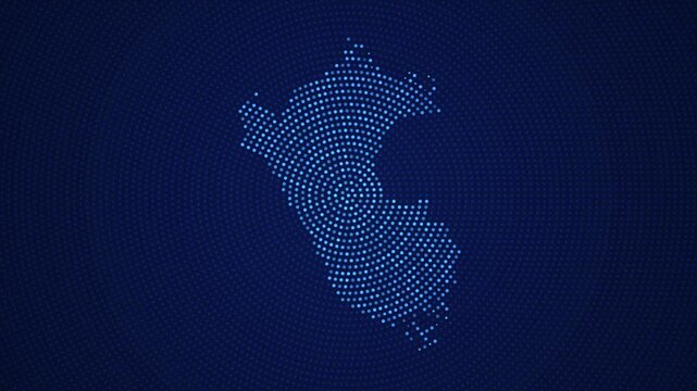 Peru Digital Map with Dotted Flicker and Scale Reveal Animation