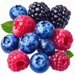 A cluster of fresh assorted berries, bright and colorful
