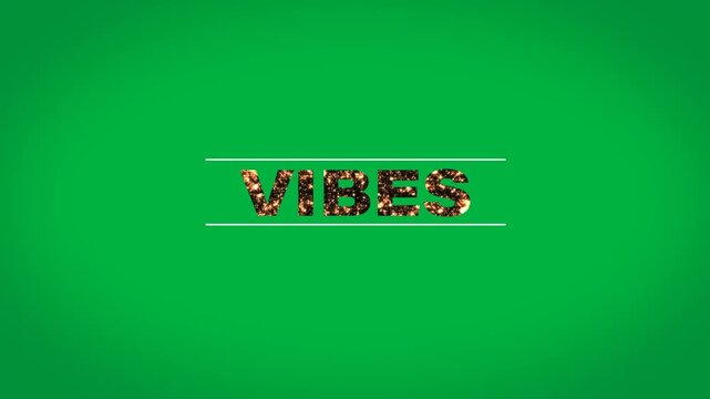Digital animation of fire burning vibes text in between two parallel lines against black background