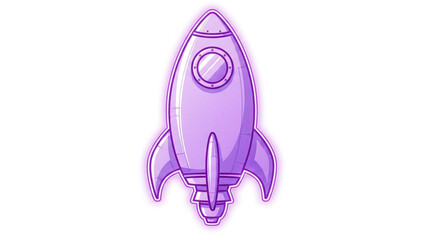 Vibrant purple rocket ship soaring into the future with glowing effect