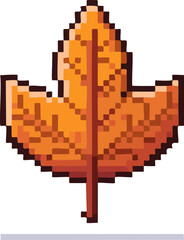 Obraz premium Autumn maple leaf pixel art icon on white background