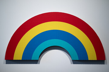 Bold colorful rainbow wall art display
