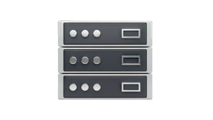 Server Racks Stacked on White Background