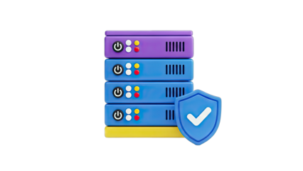 Server Stack Protected by Shield - Data Security Concept