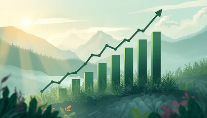 business graph with green arrow