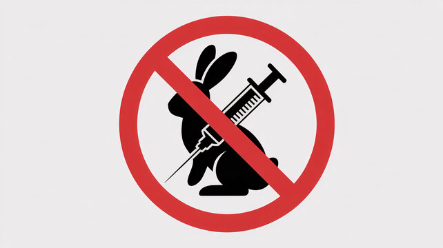 No animal testing or cruelty symbol with bunny and syringe