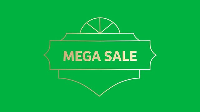 Animation of gold text mega sale, in decorative gold frame, on black background