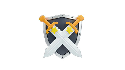 Naklejka premium Shield and Swords Crossed Emblem on White Background