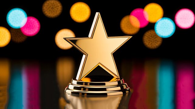 Golden star award symbol for success achievement and excellence
