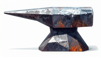 Metal anvil designed with angular shapes used in blacksmithing crafts for shaping metal objects