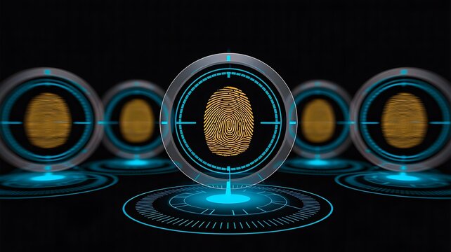 Futuristic fingerprint scanning technology for digital security - Powered by Adobe