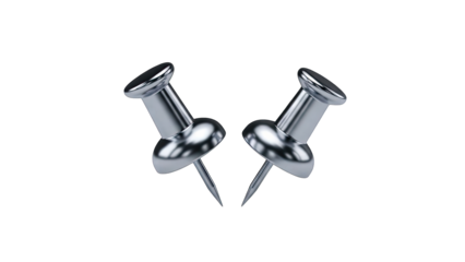 Shiny Push Pins on White Background