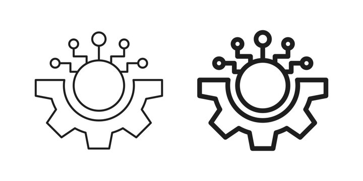 AI tech icon in flat style. Digital transformation vector illustration on isolated background. Cogwheel framework sign business concept.