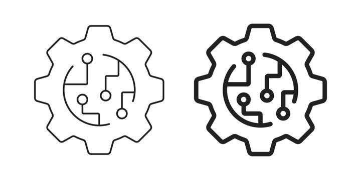AI tech icon in flat style. Digital transformation vector illustration on isolated background. Cogwheel framework sign business concept.