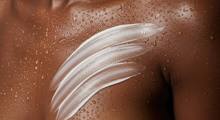 Fototapeta premium Moisturizer applied to wet skin for hydration and skincare routine