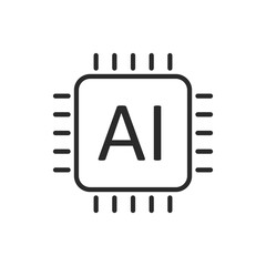 Artificial intelligence cpu icon in flat style. Microchip for AI generation vector illustration on isolated background. Prompt algorithm sign business concept.