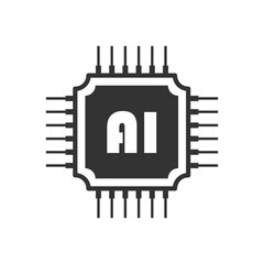 Artificial intelligence cpu icon in flat style. Microchip for AI generation vector illustration on isolated background. Prompt algorithm sign business concept.