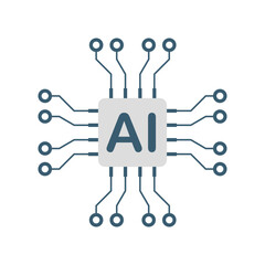 Artificial intelligence cpu icon in flat style. Microchip for AI generation vector illustration on isolated background. Prompt algorithm sign business concept.